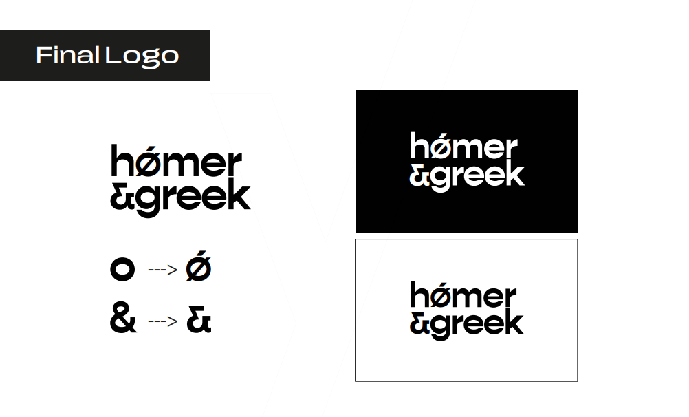 Homer and Greek final logo design homer wordmark with Ø symbol