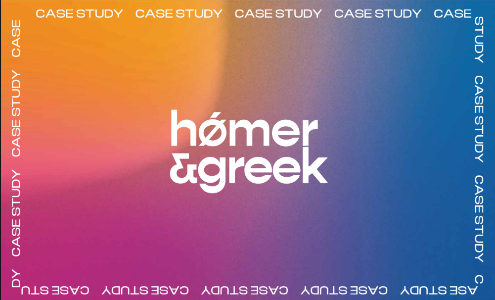 Homer & Greek — final brand identity system. Logo, colour and collateral.