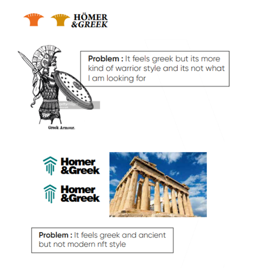 Homer and Greek logo iteration 01 ancient wordmark direction