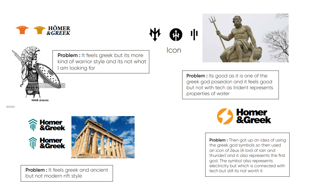 Homer and Greek logo iteration 01 ancient wordmark direction