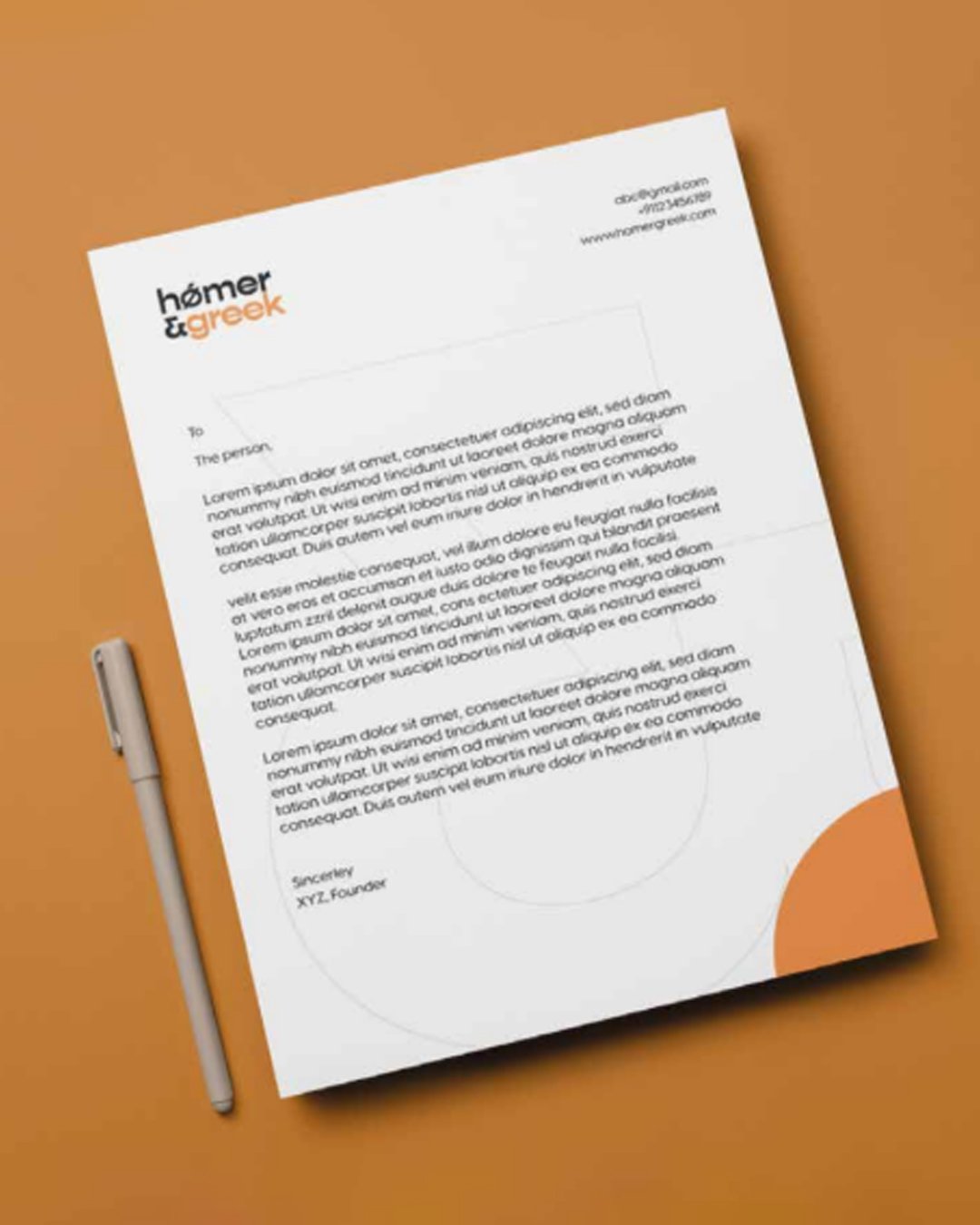 Homer and Greek letterhead design - brand collateral