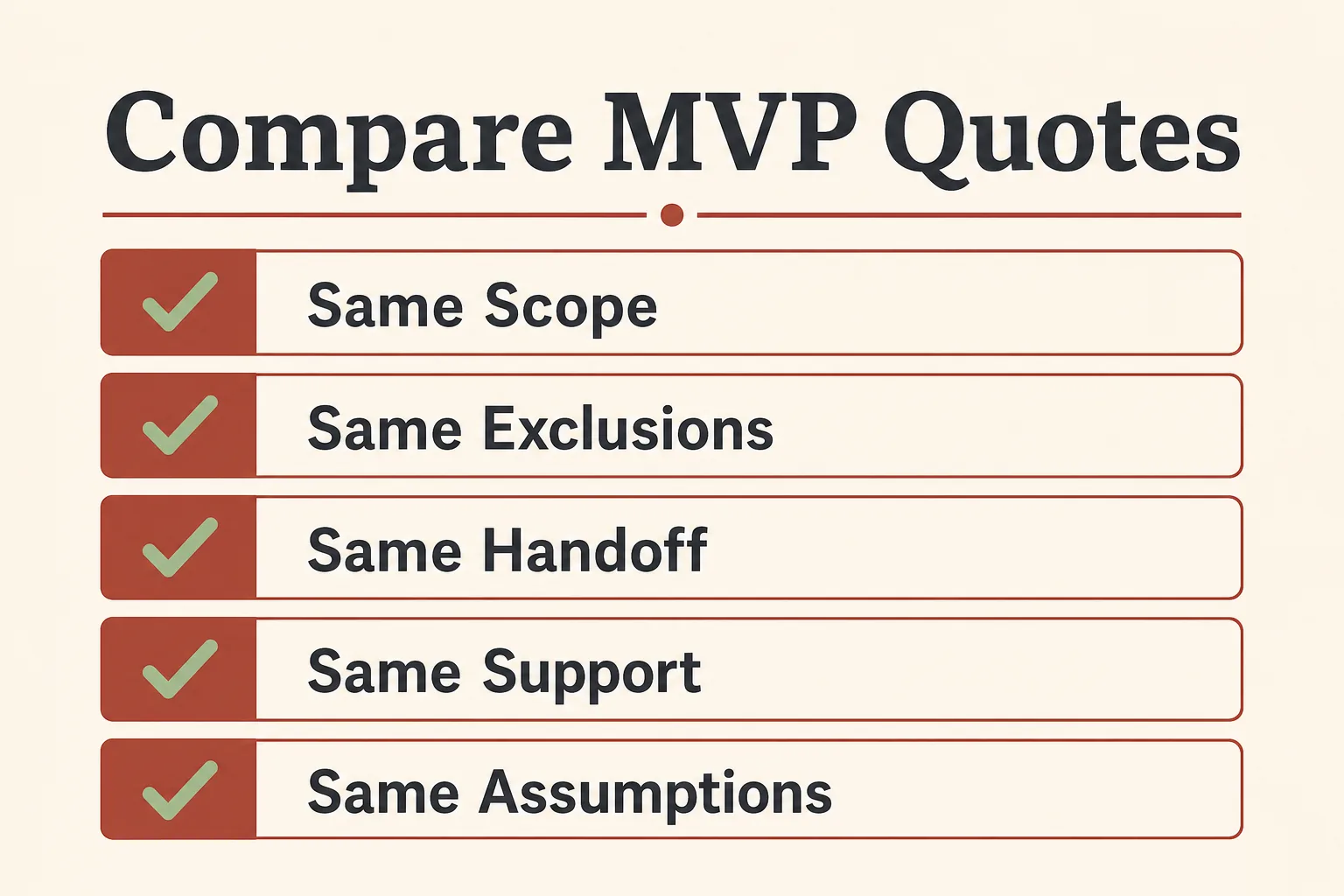 Checklist for comparing MVP development quotes