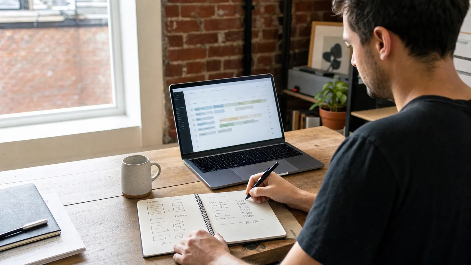 MVP development cost planning at a founder's desk